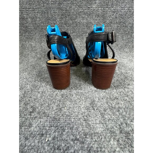 Franco Sarto Harlet Women’s 9M Heels Black Leather Open-Toe Slingback - Picture 3 of 16